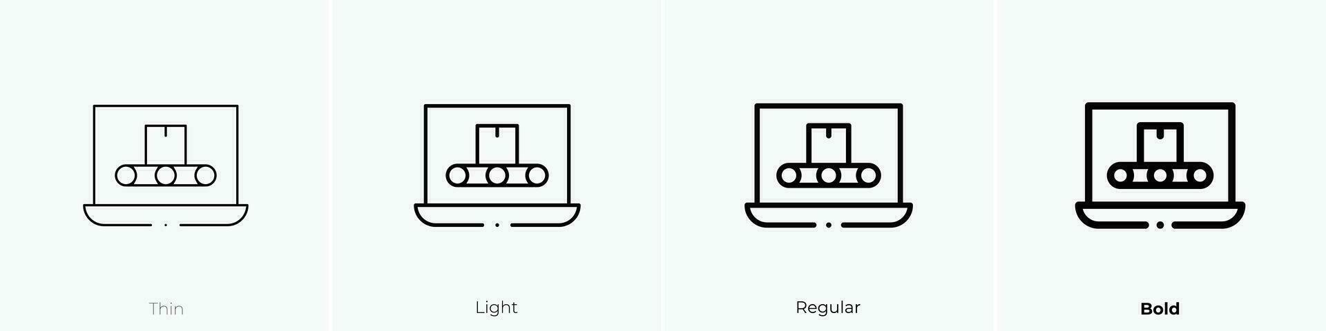 production icon. Thin, Light, Regular And Bold style design isolated on white background vector