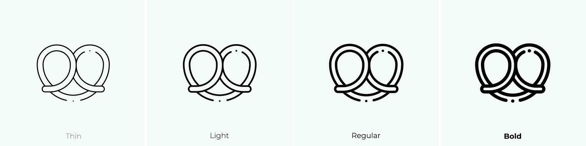 pretzel icon. Thin, Light, Regular And Bold style design isolated on white background vector