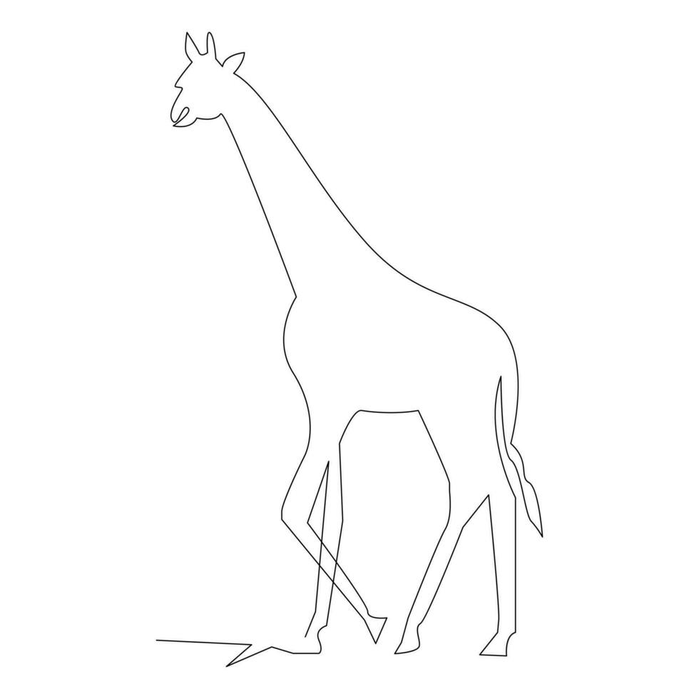 Giraffe one line continuous outline vector art drawing and simple minimalist design