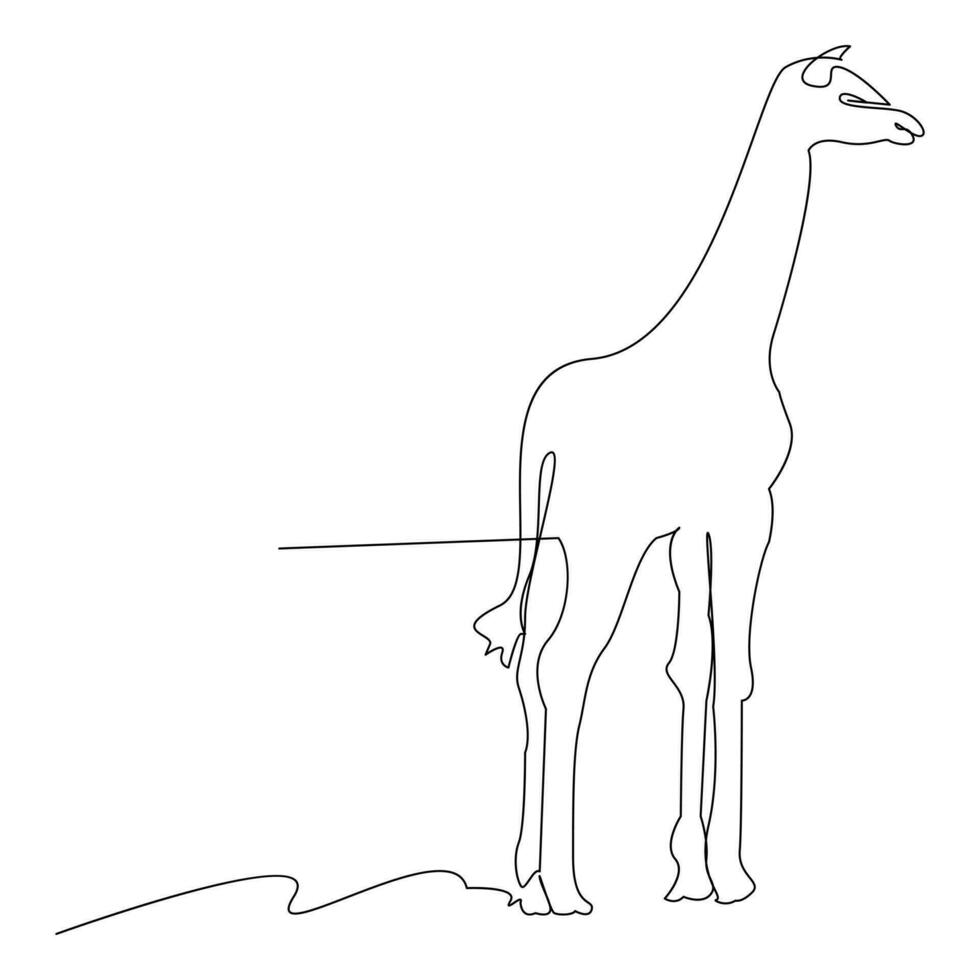 Giraffe one line continuous outline vector art drawing and simple minimalist design