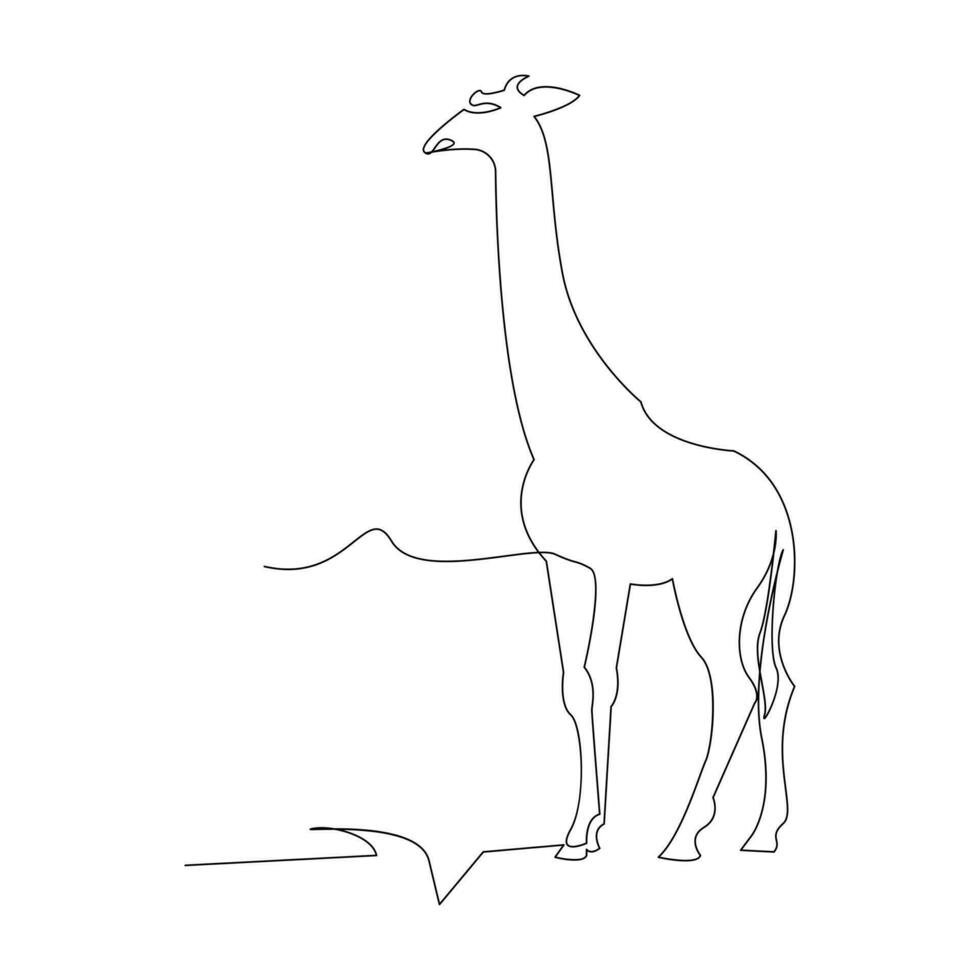 Giraffe one line continuous outline vector art drawing and simple minimalist design