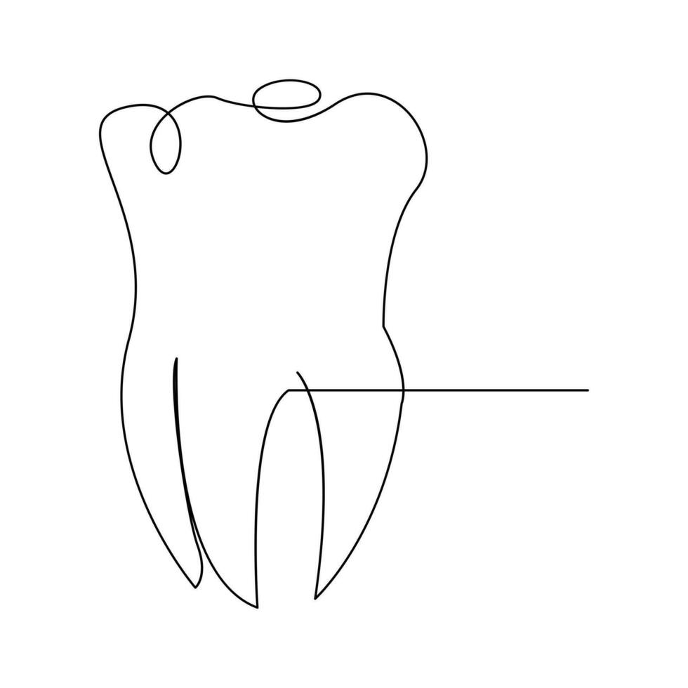 Teeth single line continuous  outline vector art drawing and simple one line teeth minimalist design