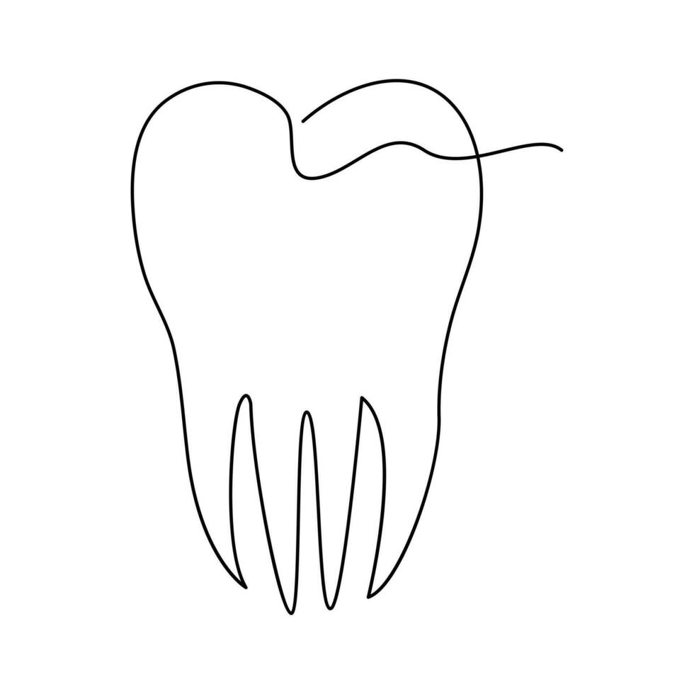 Teeth single line continuous  outline vector art drawing and simple one line teeth minimalist design