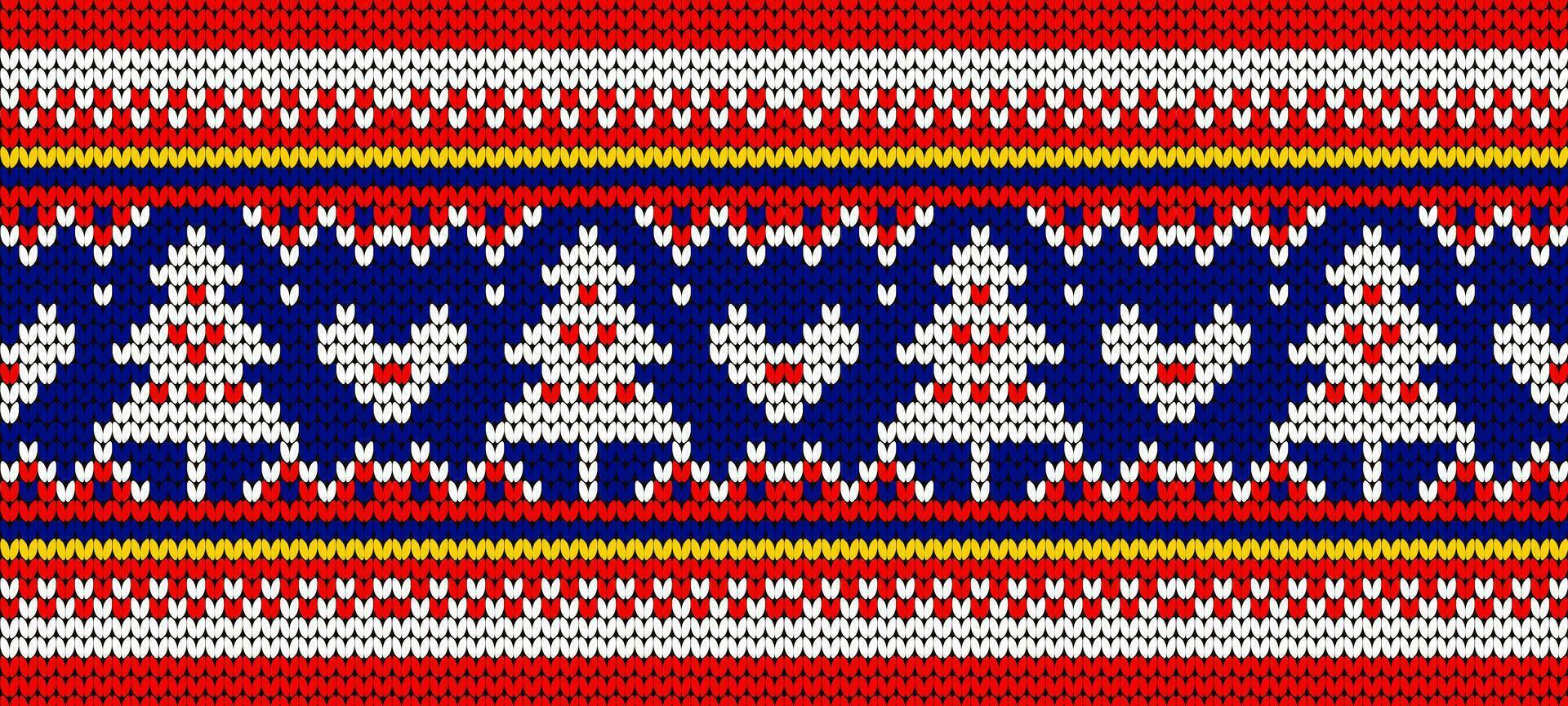 tejer impresión. Navidad sin costura modelo. vector. rojo de punto suéter textura. conjunto Navidad invierno geométrico antecedentes. fiesta justa isla tradicional adornos lana pull-over ilustración. festivo tejer vector