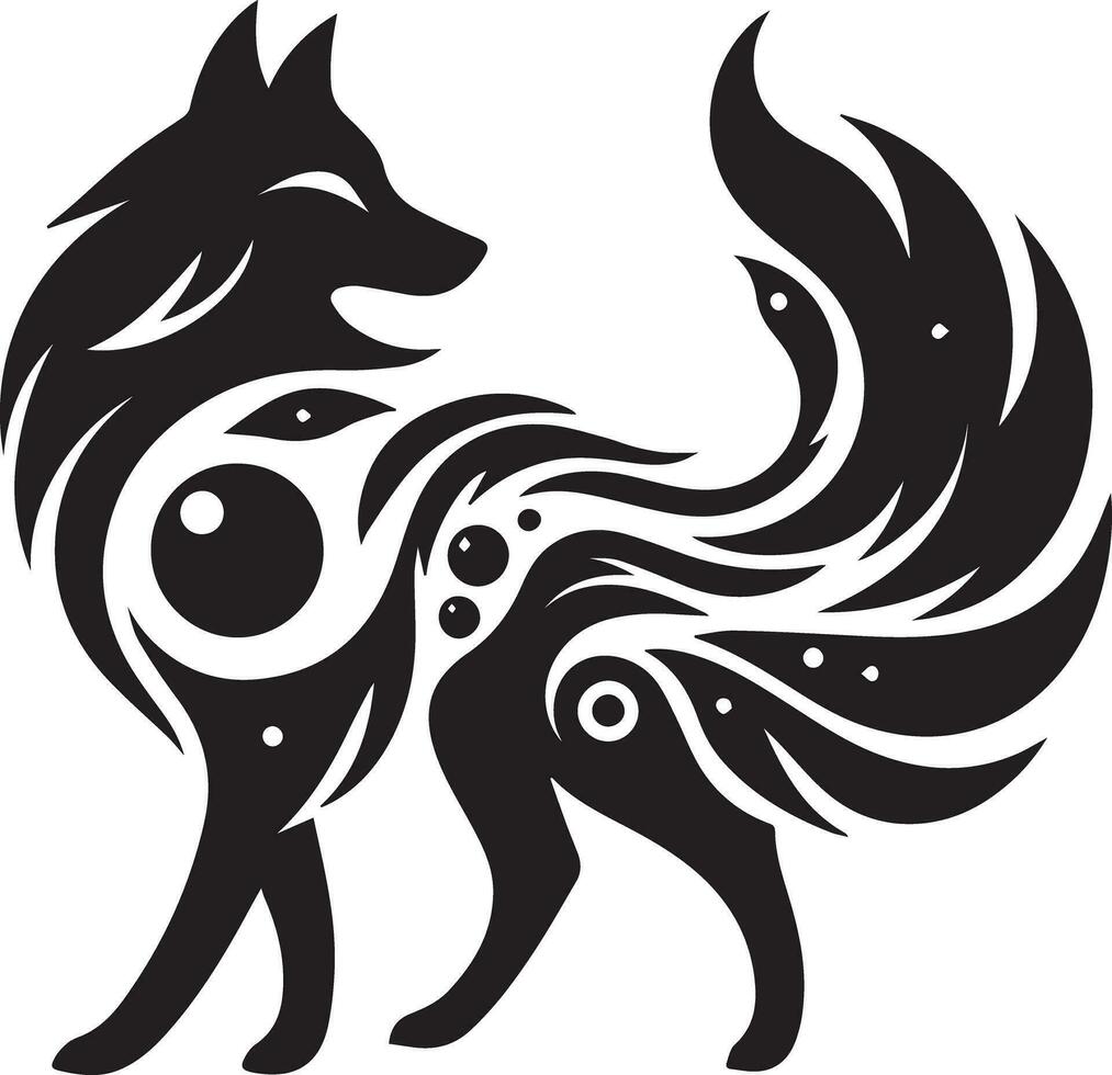 Wolf silhouette editable vector illustration isolated over white background