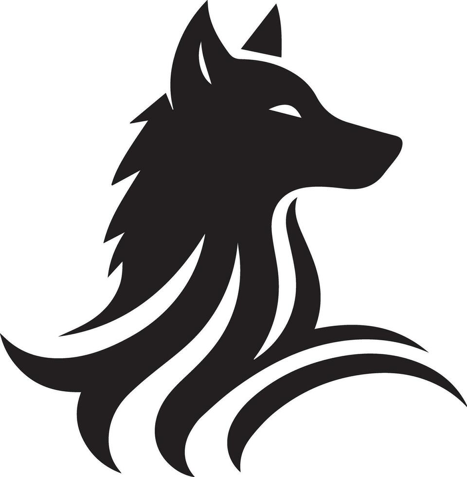 Wolf silhouette editable vector illustration isolated over white background