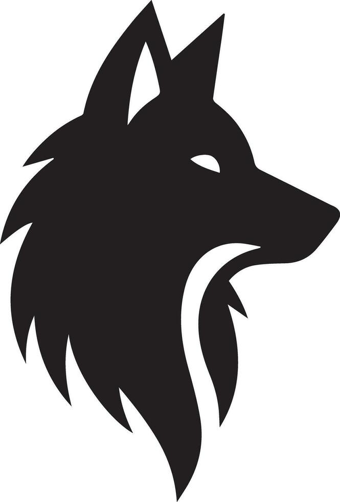 Wolf silhouette editable vector illustration isolated over white background