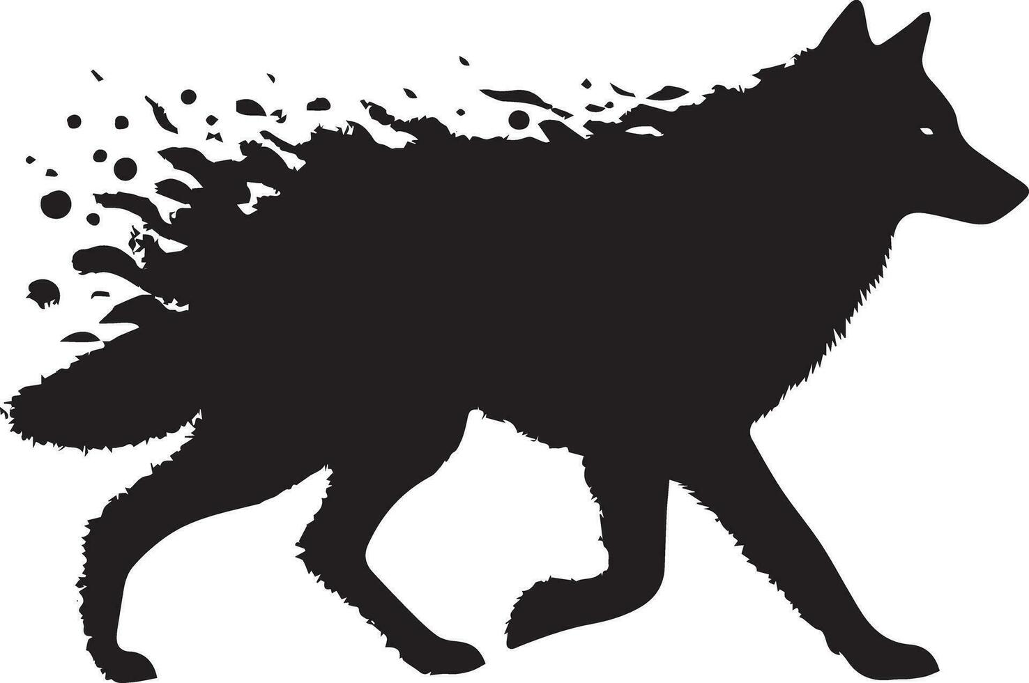 Wolf silhouette editable vector illustration isolated over white background