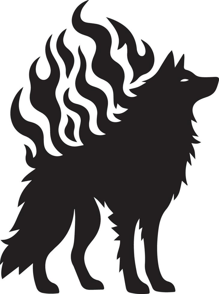 Wolf silhouette editable vector illustration isolated over white background