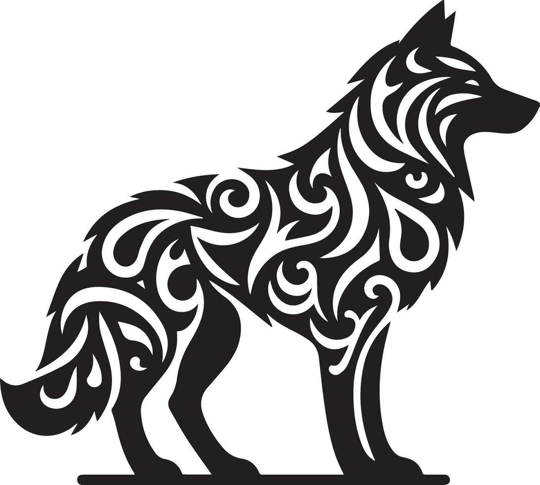 Wolf silhouette editable vector illustration isolated over white background