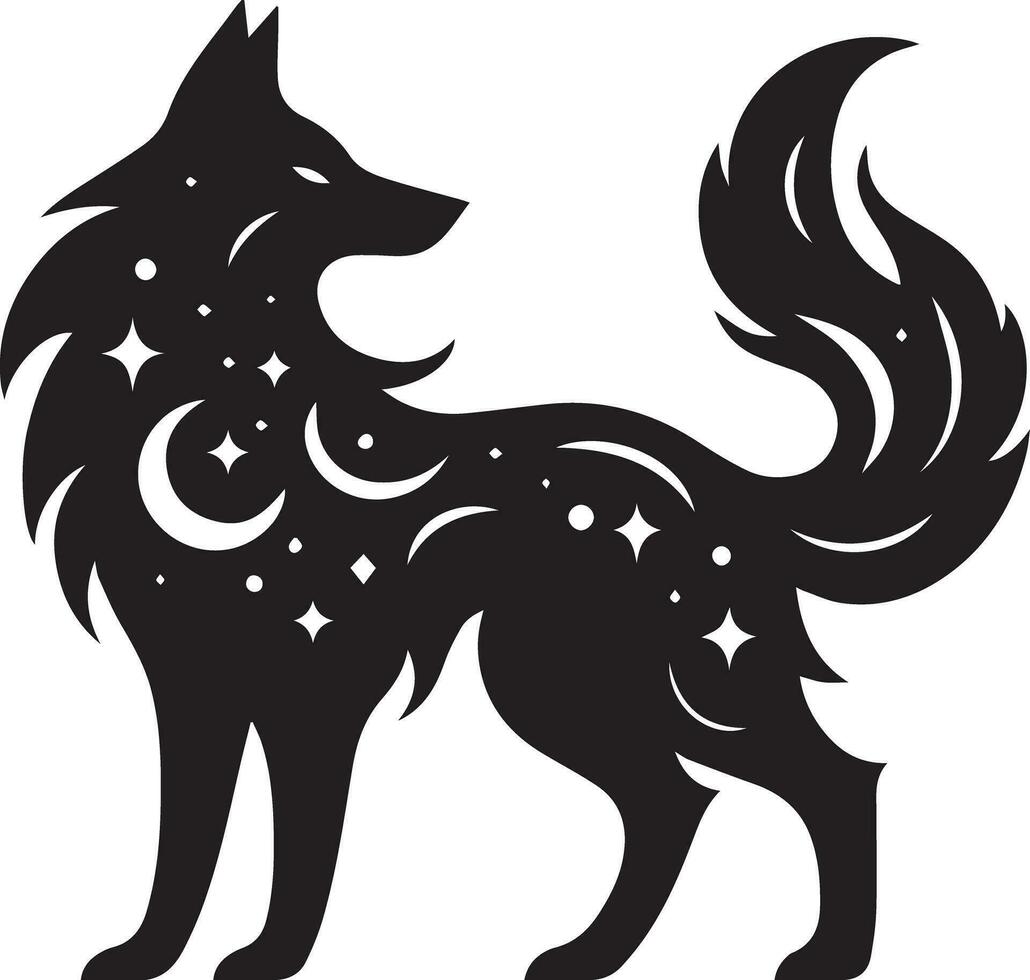 Wolf silhouette editable vector illustration isolated over white background