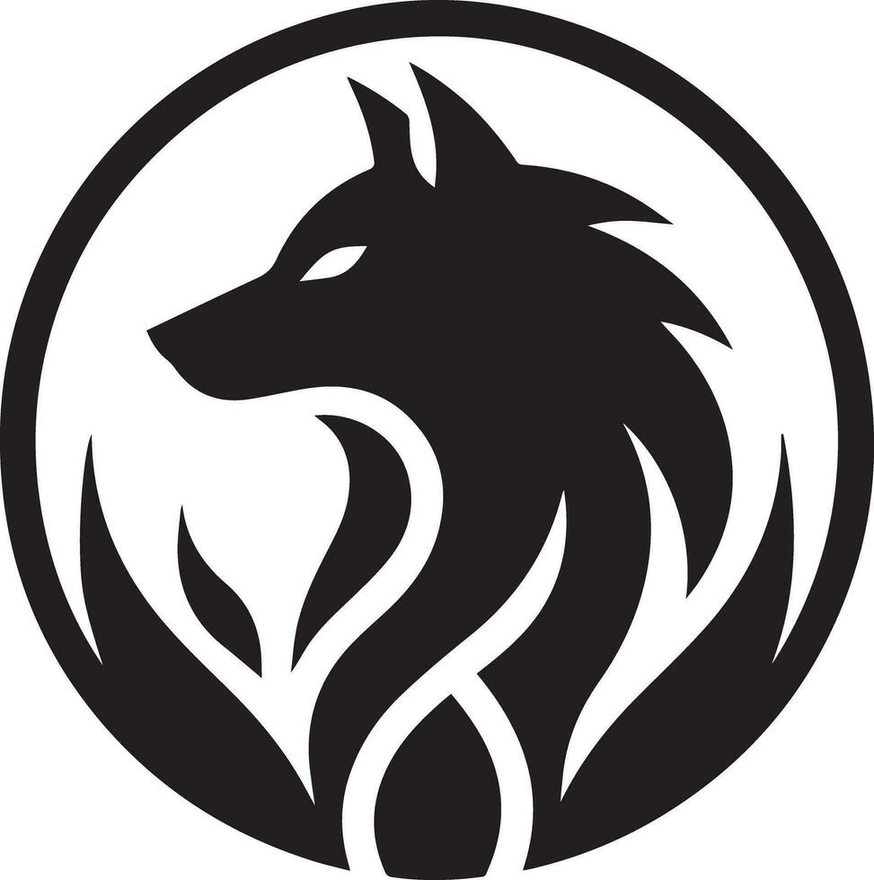 Wolf silhouette editable vector illustration isolated over white background