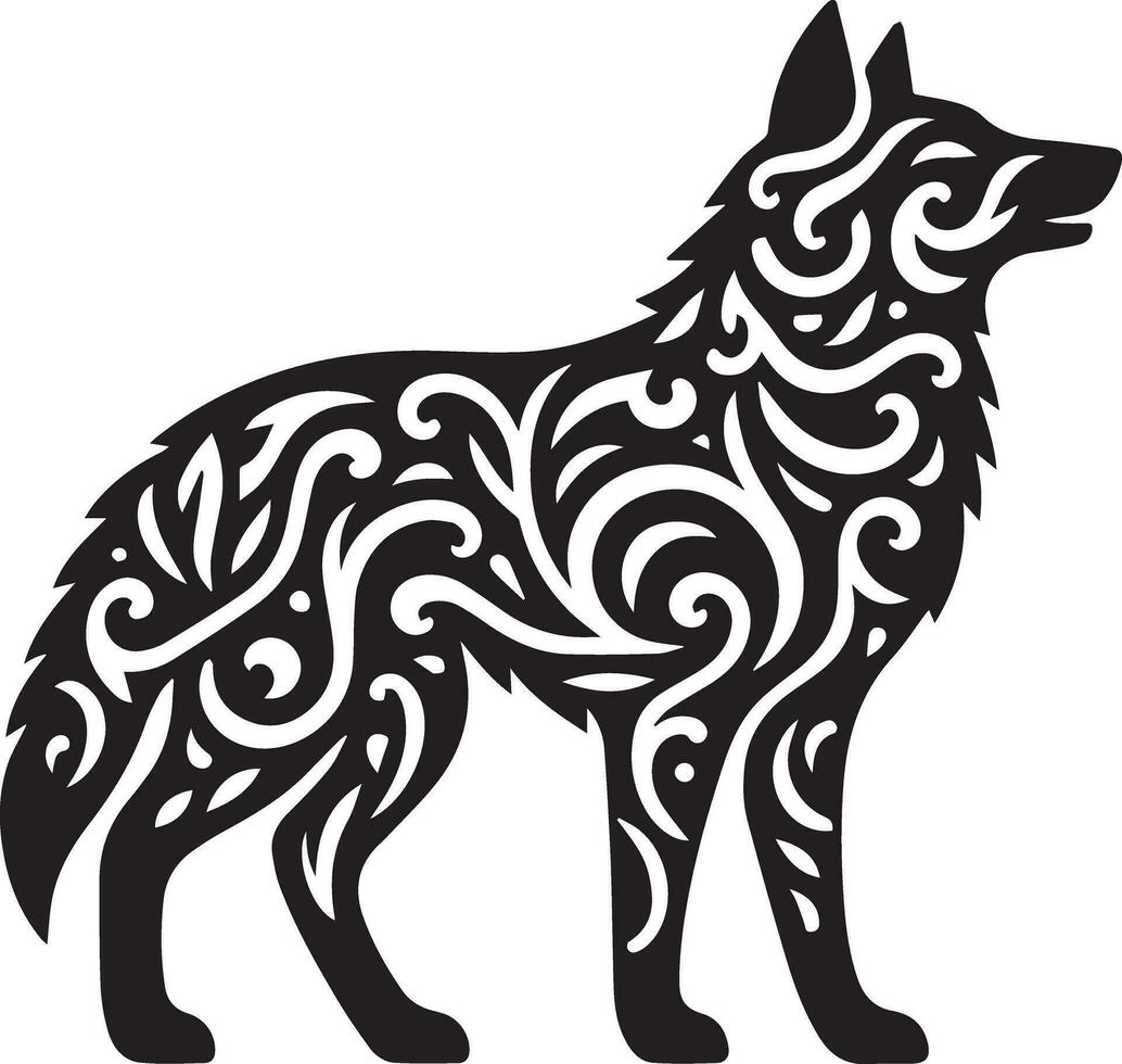 Wolf silhouette editable vector illustration isolated over white background