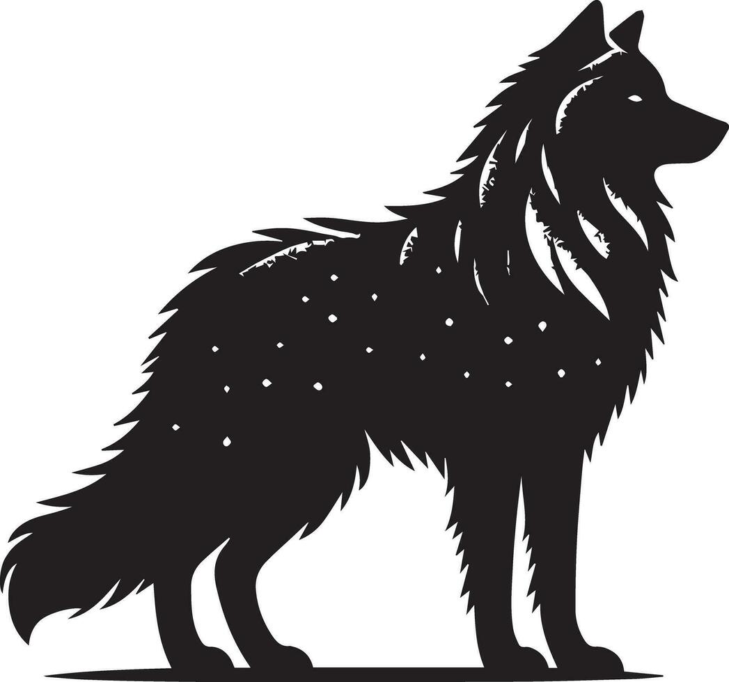 Wolf silhouette editable vector illustration isolated over white background