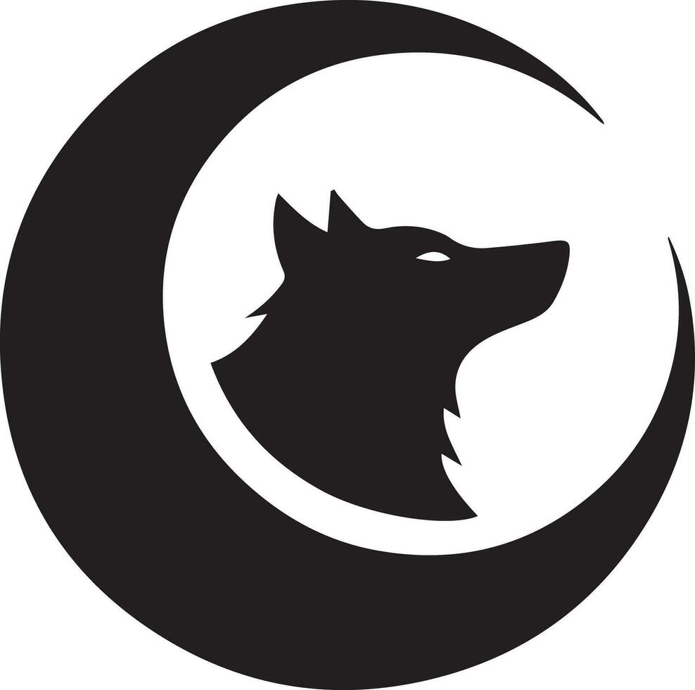 Wolf silhouette editable vector illustration isolated over white background