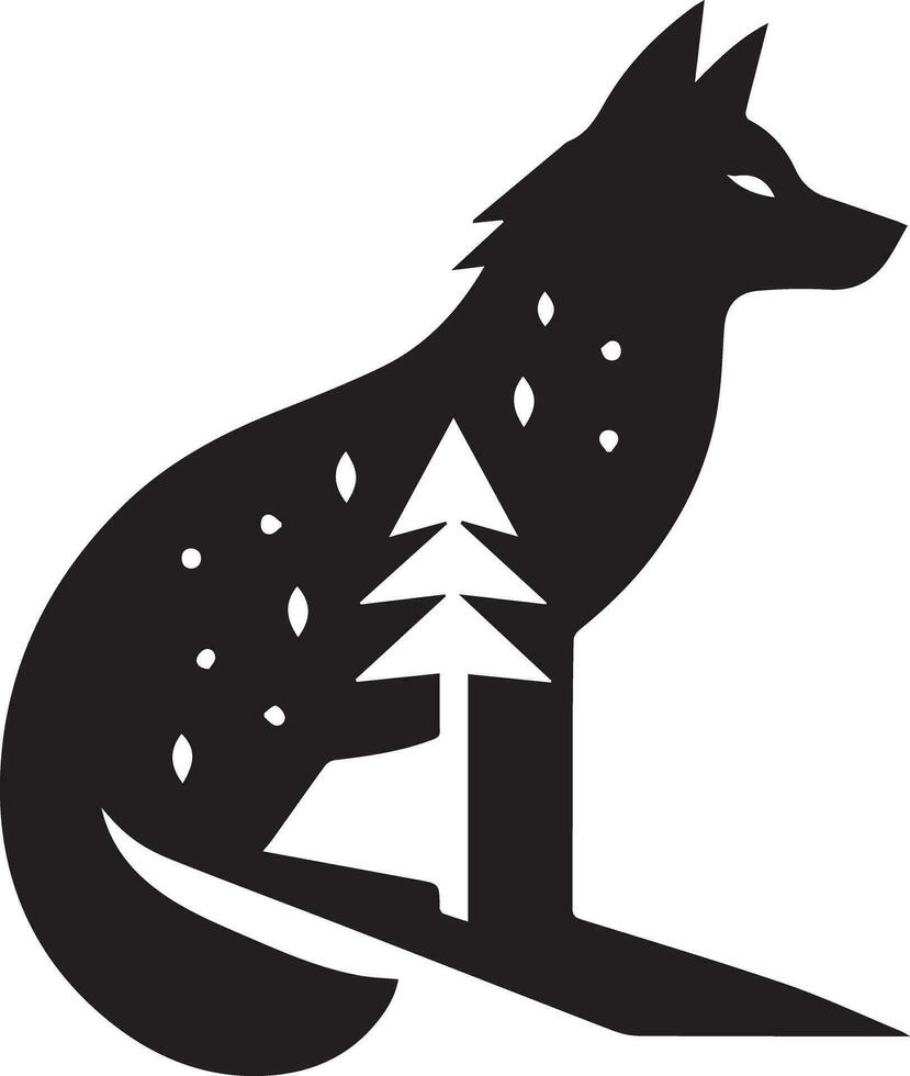 Wolf silhouette editable vector illustration isolated over white background