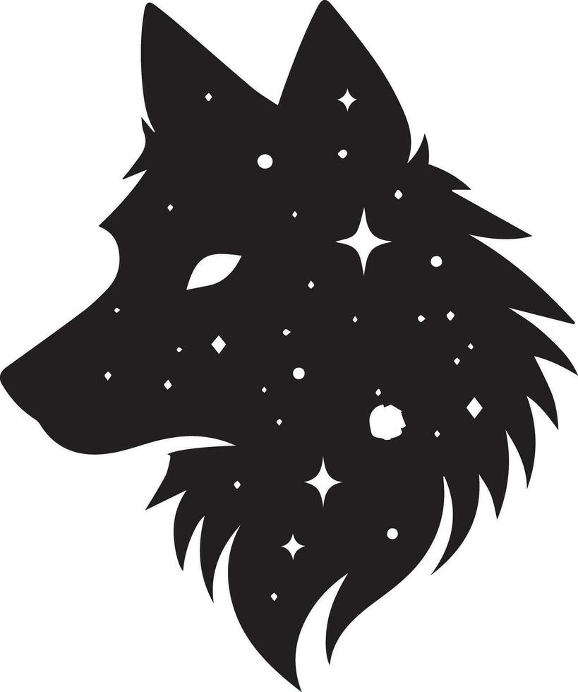 Wolf silhouette editable vector illustration isolated over white background