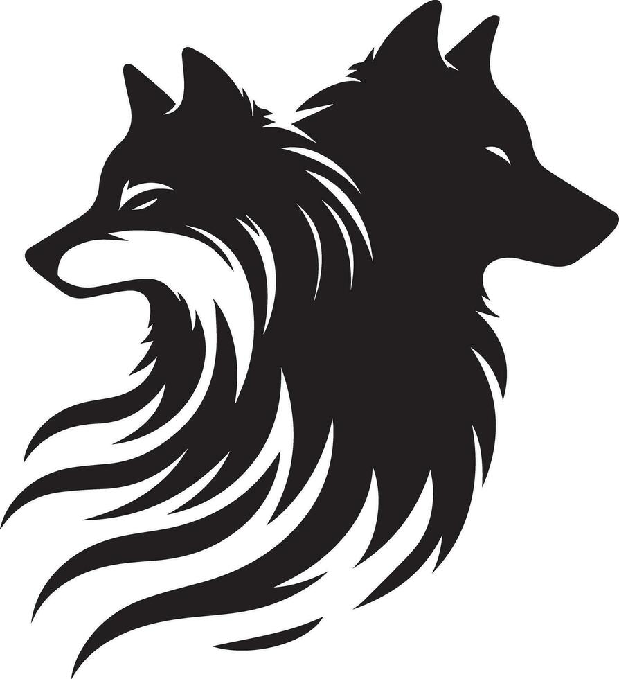 Wolf silhouette editable vector illustration isolated over white background