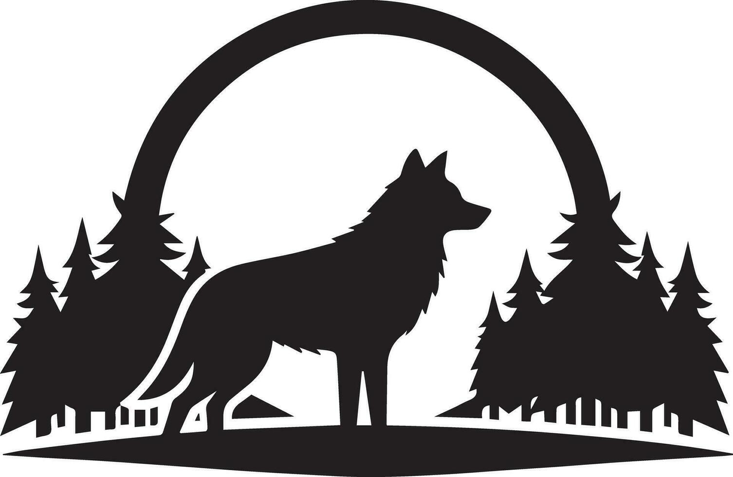 lobo silueta editable vector ilustración aislado terminado blanco antecedentes