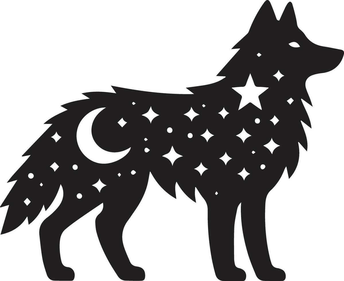 Wolf silhouette editable vector illustration isolated over white background