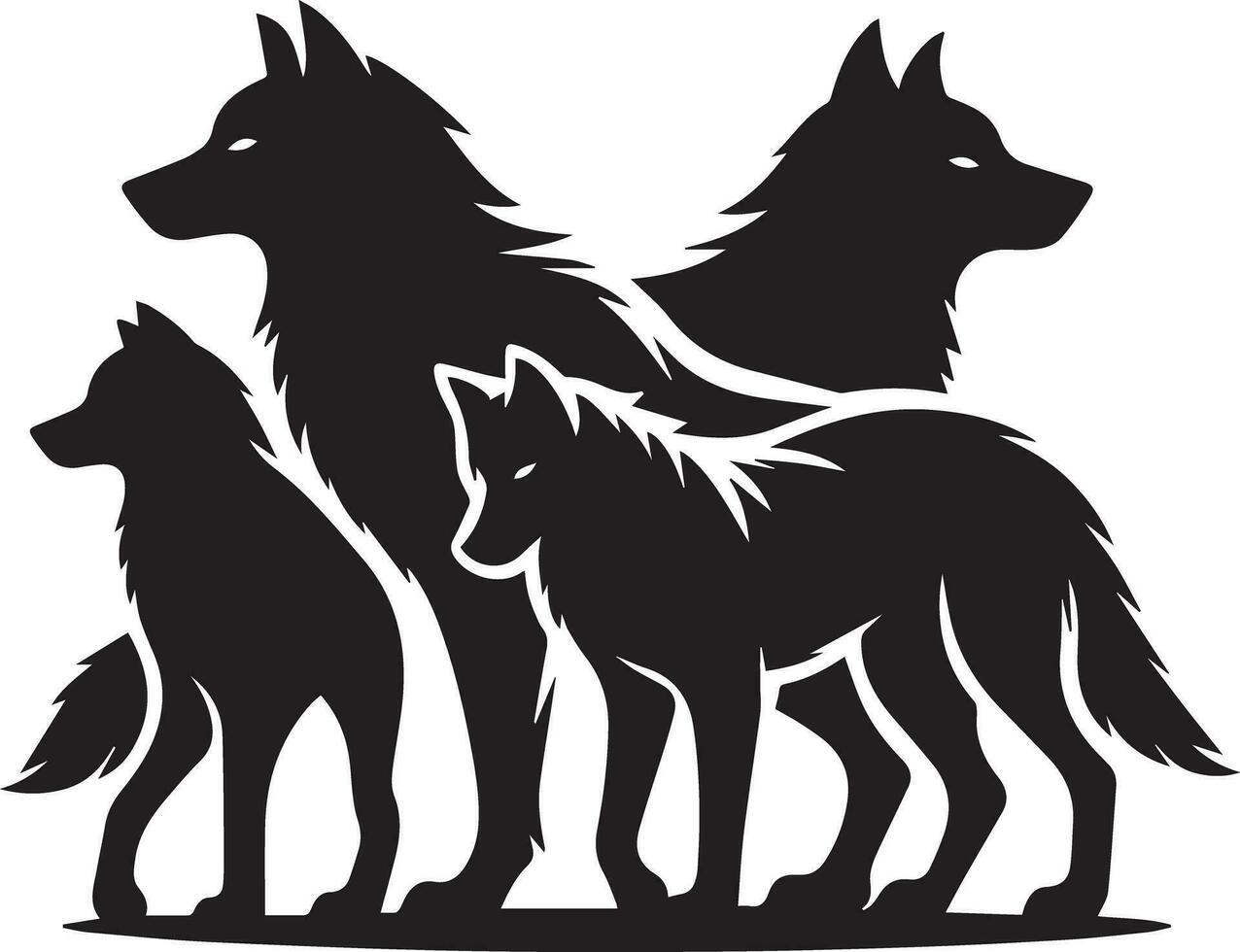 Wolf silhouette editable vector illustration isolated over white background