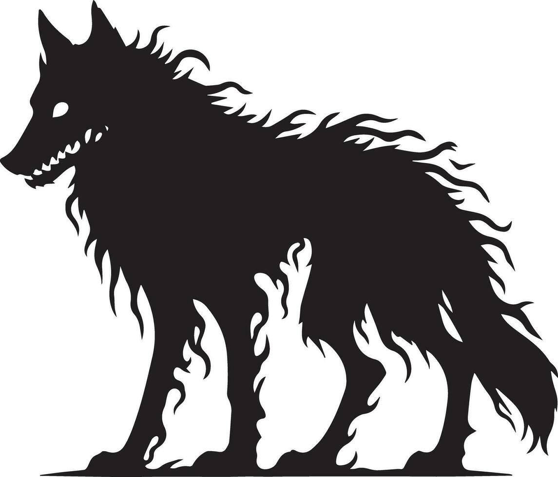 Wolf silhouette editable vector illustration isolated over white background