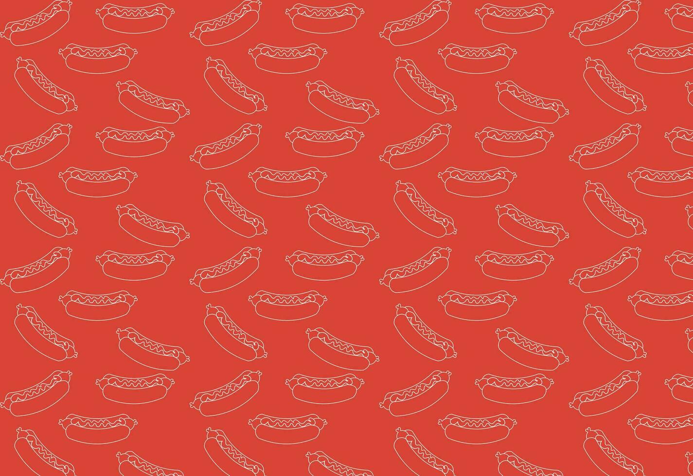 Sizzling Hotdog Delight, Seamless Pattern for Foodie Designs vector