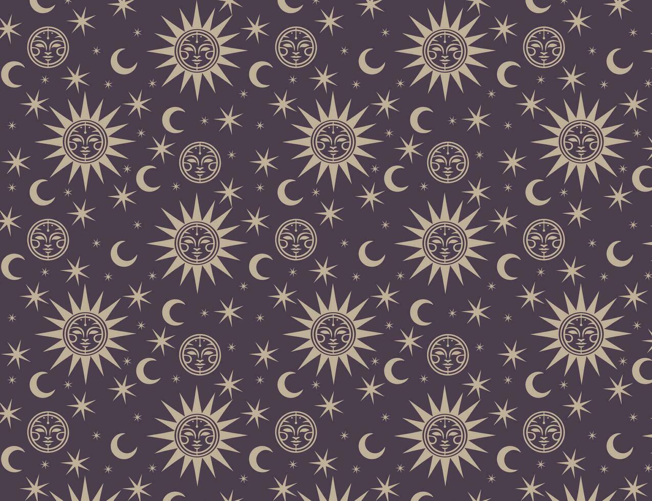 medieval sun, exoteric sun, sun and moon pattern, background vector
