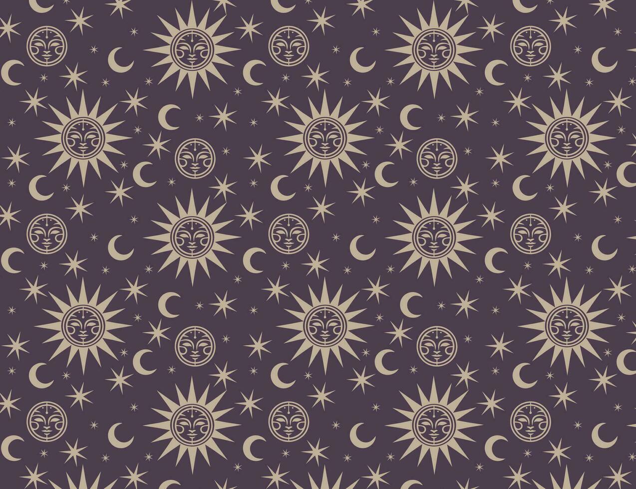 medieval sun, exoteric sun, sun and moon pattern, background vector