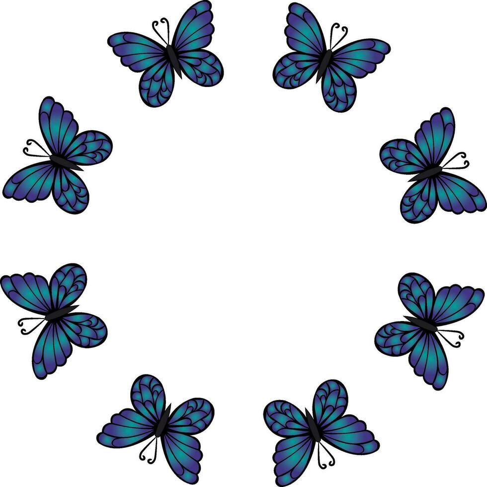 illustration with colorful, vibrant butterflies background vector