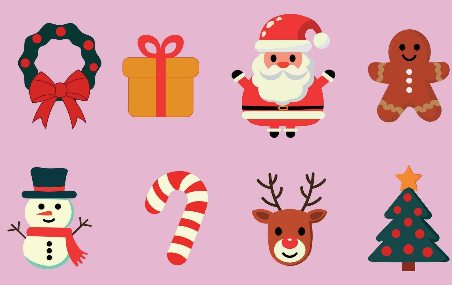 Christmas Classics Collection, Design Elements with Santa, Reindeer, and Festive Treats vector