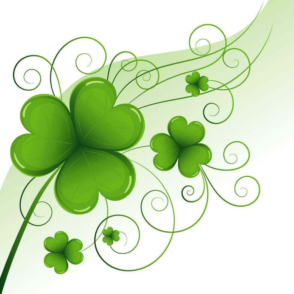 Abstract background with clover, shamrock leaves. Background for the holiday of St. Patrick. Print, postcard, vector