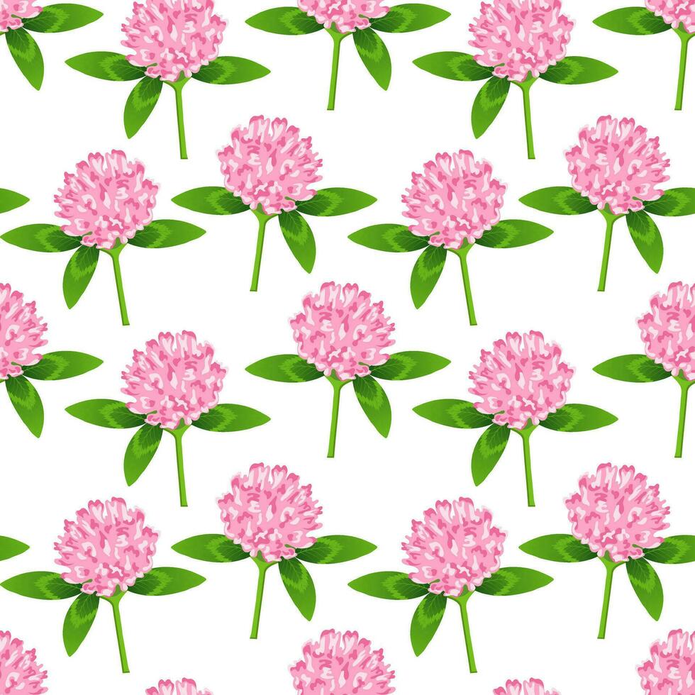 Seamless pattern with clover flowers and leaves. Background for the holiday of St. Patrick. Print, textile, vector