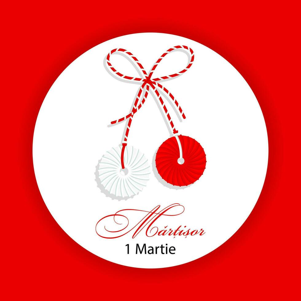 Martisor, symbol of spring. Traditional spring holiday in Romania and Moldova. March 1. Holiday card, banner, vector. vector