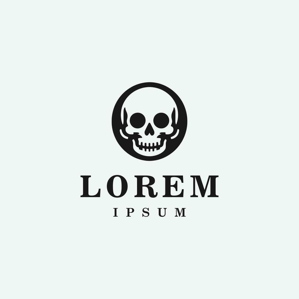 Skull logo design in fierce style, monochrome, black and white vector