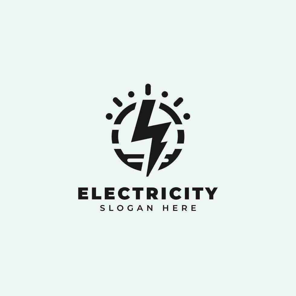 eléctrico logo diseño, en un monocromo, sencillo estilo, y en negro y blanco vector