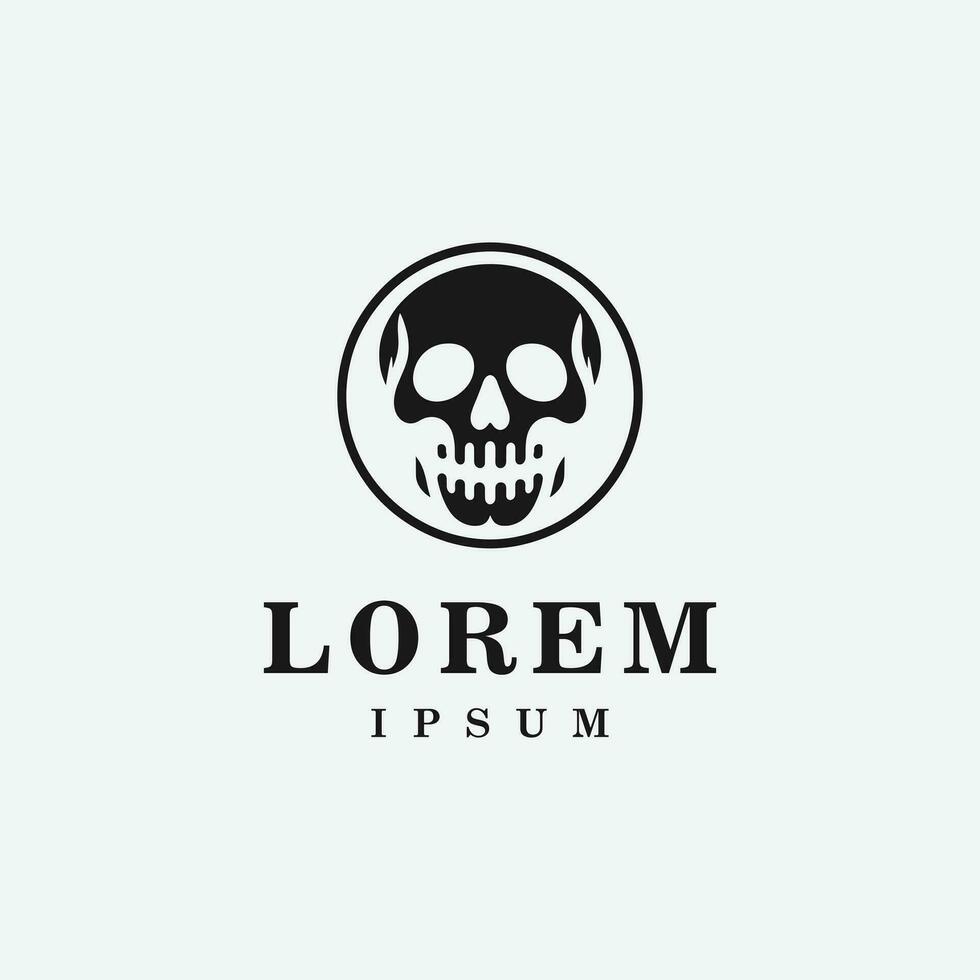 Skull logo design in fierce style, monochrome, black and white vector