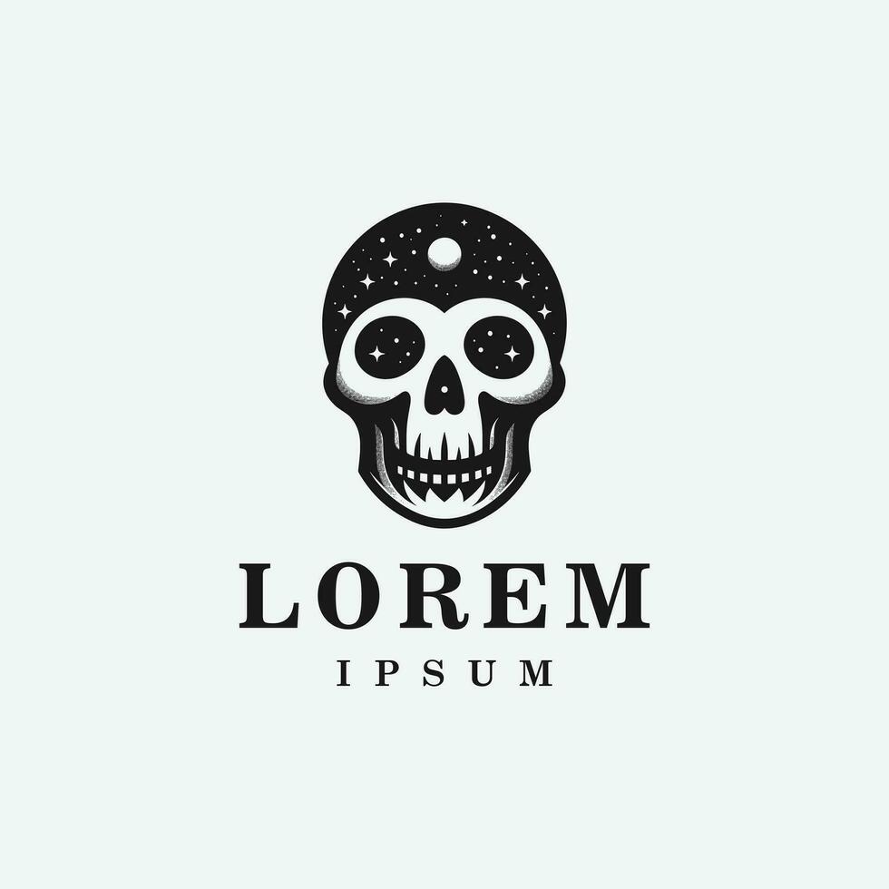 Skull logo design in fierce style, monochrome, black and white vector