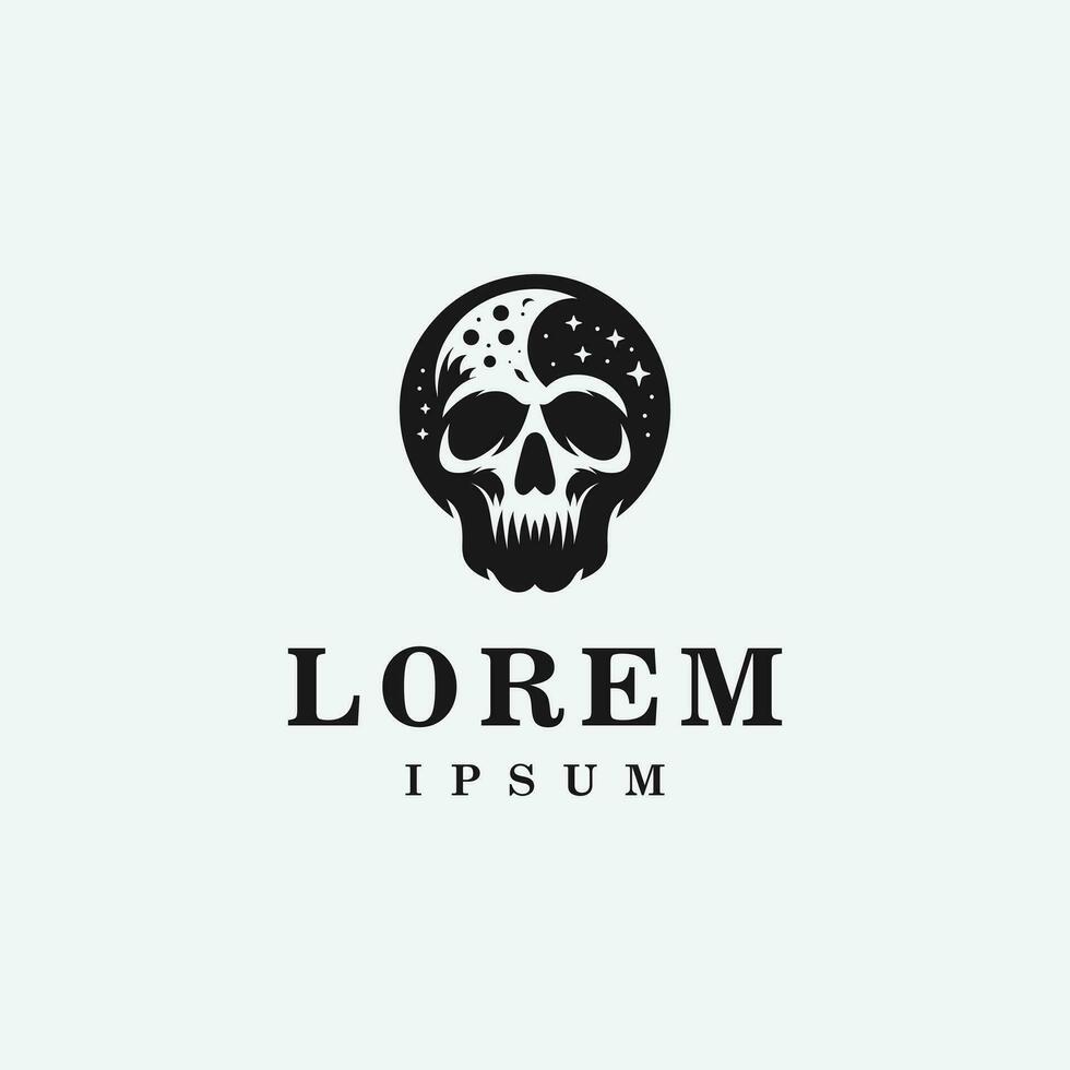Skull logo design in fierce style, monochrome, black and white vector