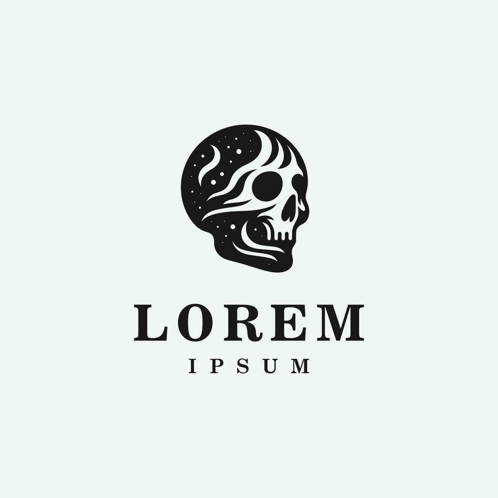 Skull logo design in fierce style, monochrome, black and white vector