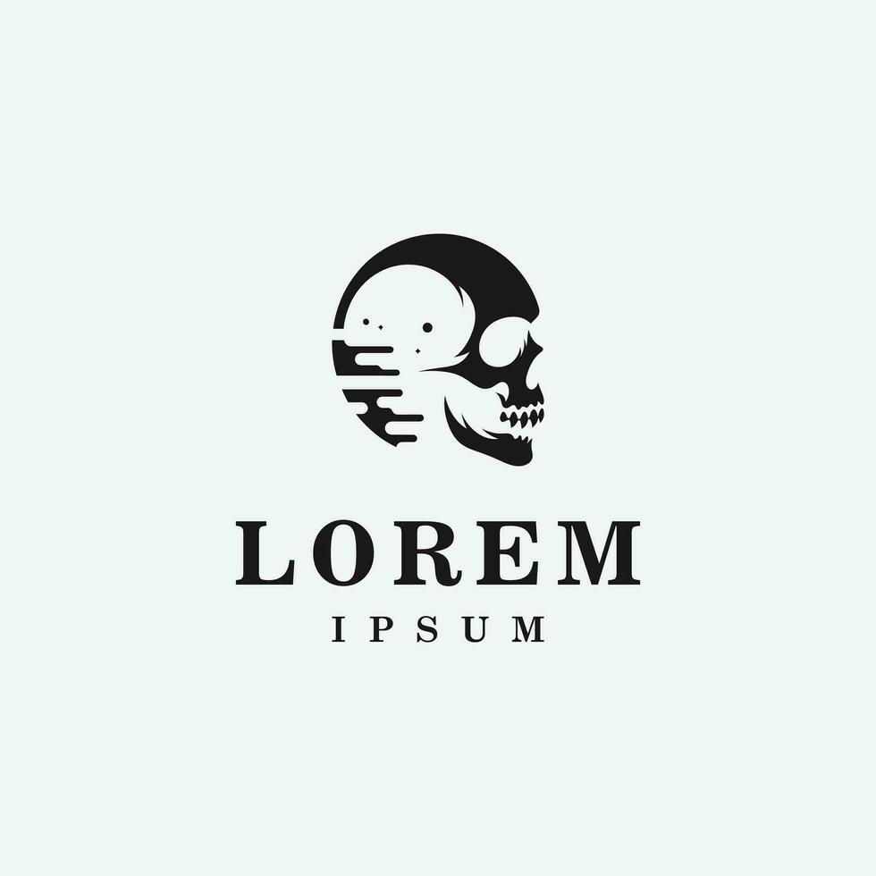 Skull logo design in fierce style, monochrome, black and white vector
