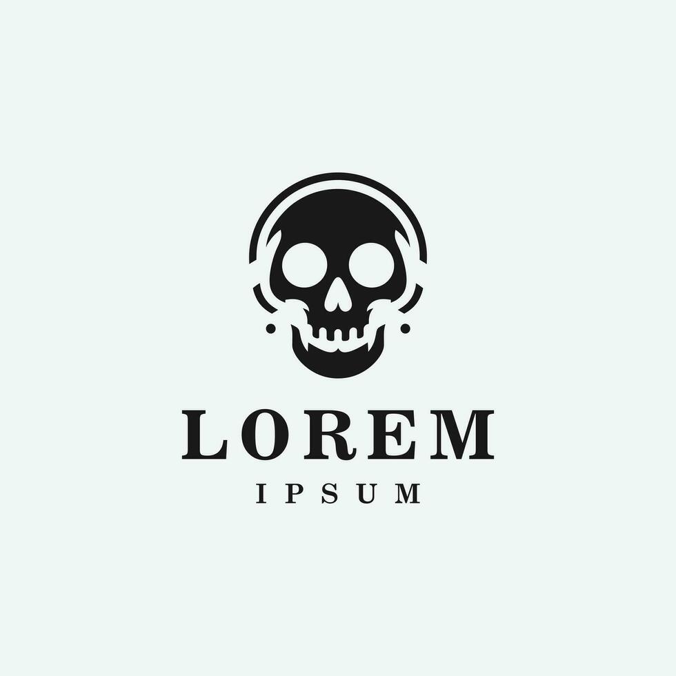 Skull logo design in fierce style, monochrome, black and white vector
