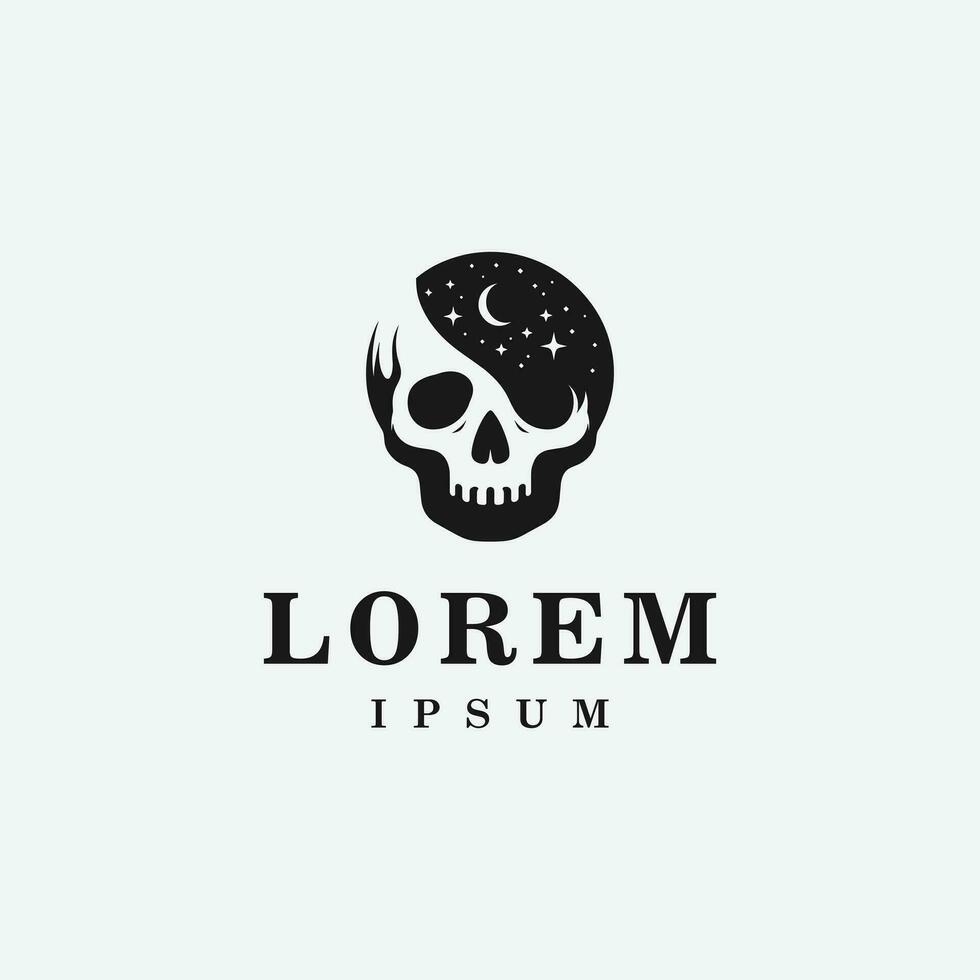 Skull logo design in fierce style, monochrome, black and white vector