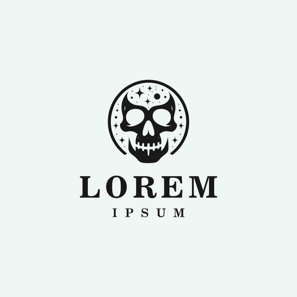 Skull logo design in fierce style, monochrome, black and white vector