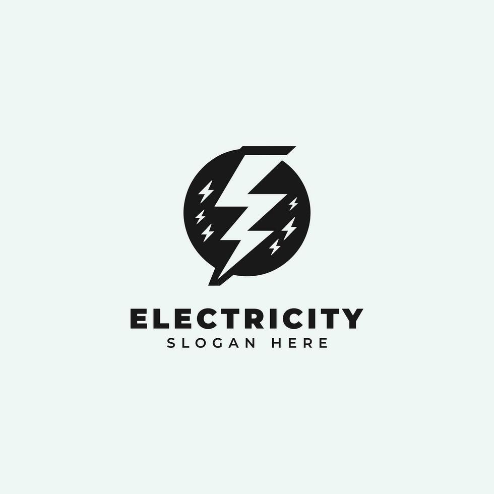 eléctrico logo diseño, en un monocromo, sencillo estilo, y en negro y blanco vector