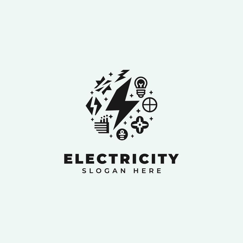 eléctrico logo diseño, en un monocromo, sencillo estilo, y en negro y blanco vector