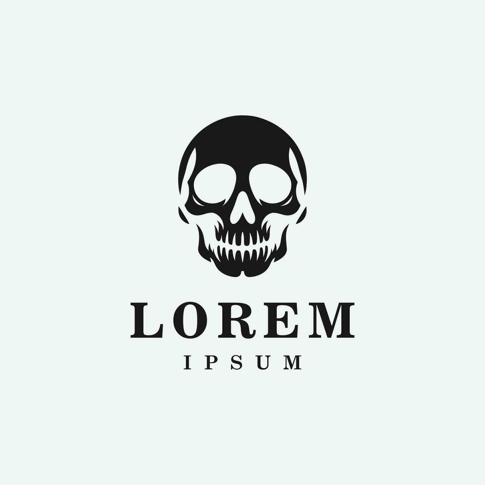 Skull logo design in fierce style, monochrome, black and white vector