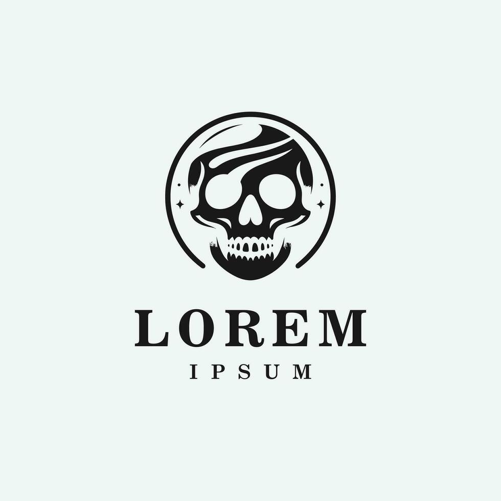 Skull logo design in fierce style, monochrome, black and white vector