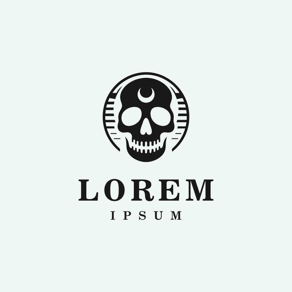 Skull logo design in fierce style, monochrome, black and white vector