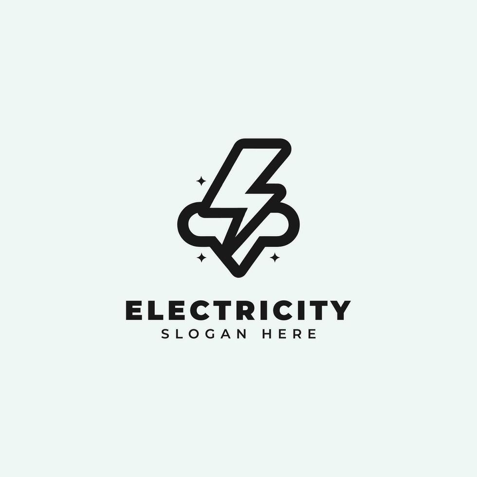 eléctrico logo diseño, en un monocromo, sencillo estilo, y en negro y blanco vector